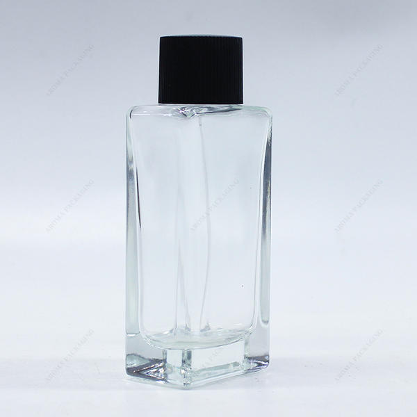 Factory Made Square Clear Glass Perfume Bottle GBC224 with Custom Cap