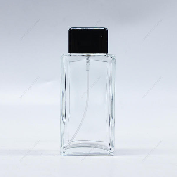 Factory Made Square Clear Glass Perfume Bottle GBC224 with Custom Cap