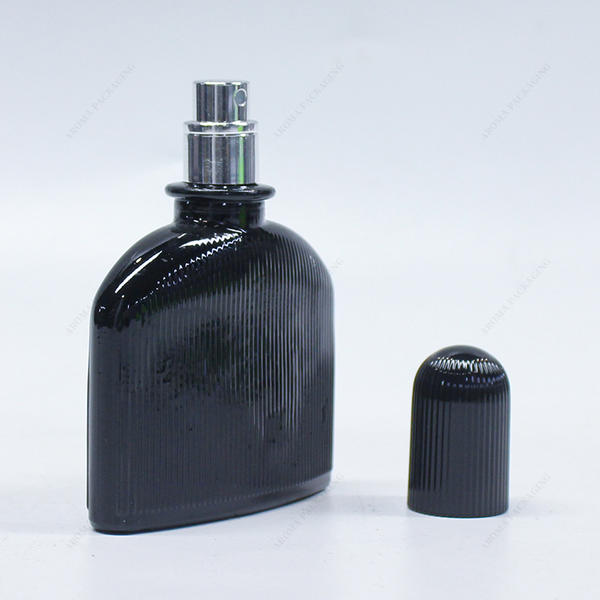 Factory Made Black Blue Purple Glass Perfume Bottle GBC261 with Custom Lid