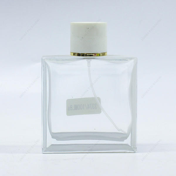 Factory Made Square Black Clear Blue Glass Perfume Bottle GBC263 with Custom Lid