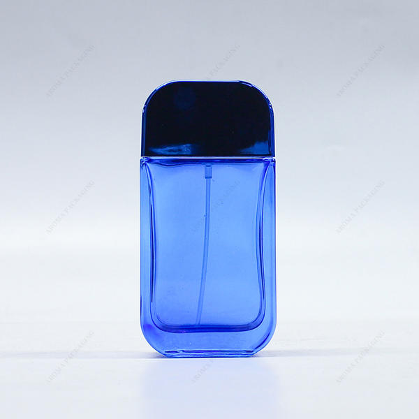 Factory Made Blue Brown 100ml Glass Perfume Bottle GBC269-270 with Metal Cap