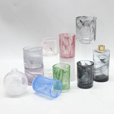 Free Sample Art Color Glass Candle Jar Thick Bottom Glass for Decoration