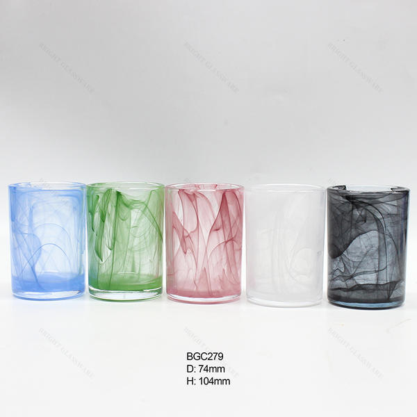 無料サンプルアートカラーガラスキャンドルジャー 装飾用厚底ガラス