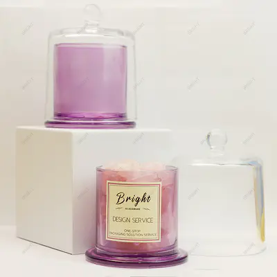 Free Sample Purple Orange Bell Jars Delicate Handle with Glass Base and Box
