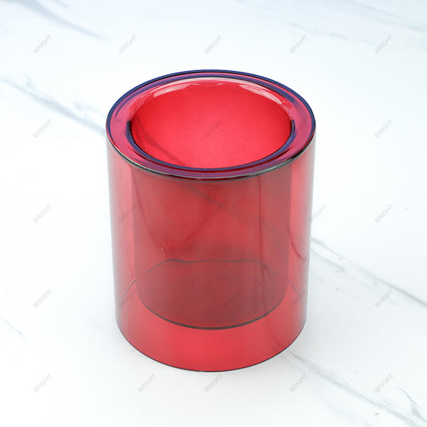 Free Sample Purple Red Black Glass Candle Jar Custom Color Double Wall Vessels