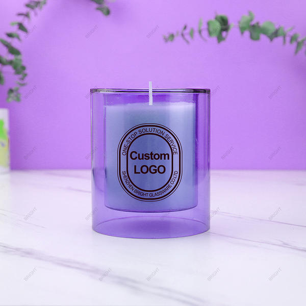 Multi-Colour Red Purple Blue Glass Candle Jar Custom Logo with Box