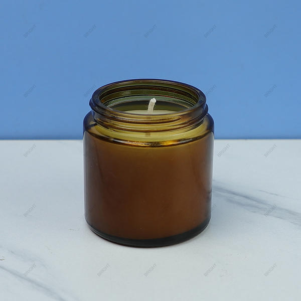 Eco-Friendly Soy Wax Round Glass Candle Jar Amber Green Jar with Box