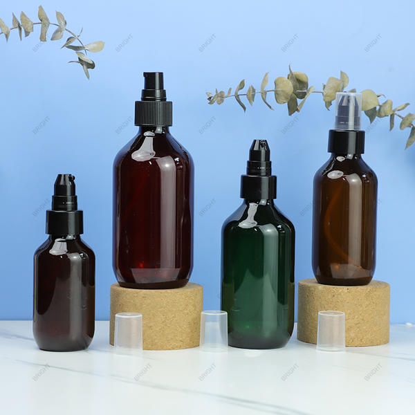 Multiple Capacities Portable Amber Plastic Lotion Bottle Cylinder Shampoo Lotion