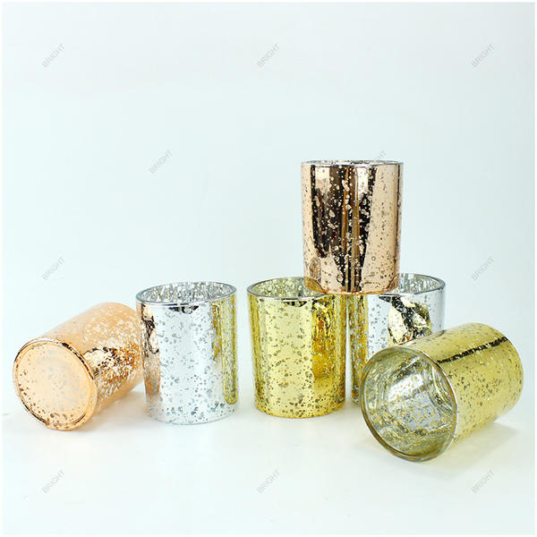 Hot Sale Glass Candle Jar Electroplated and Dot Crunching for Candle Making
