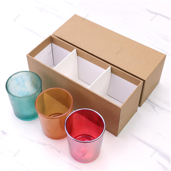 Wholesale 3 Packs Glass Candle Jar with Box 2oz 3oz 4oz Customized Capacity