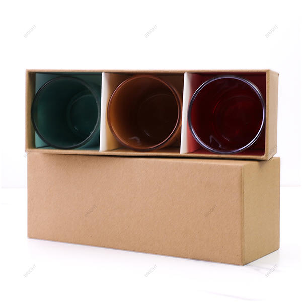 Wholesale 3 Packs Glass Candle Jar with Box 2oz 3oz 4oz Customized Capacity