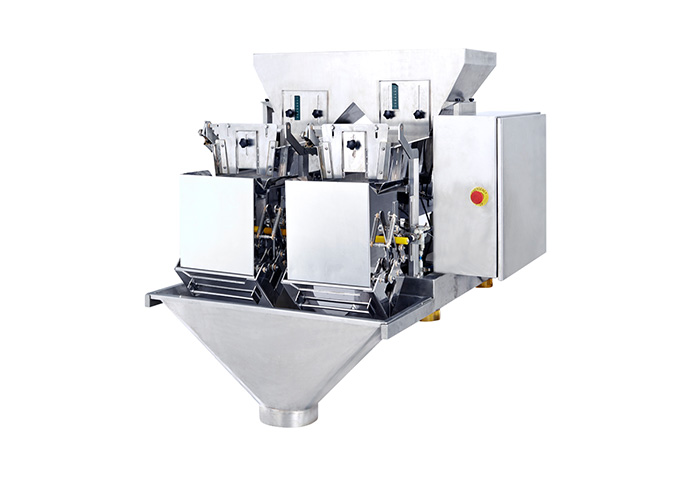 2 Head Linear Weigher Packaging Machine for Weighing Sugar, Sweetsdry, Fruit Packing Machine Plastic,wood Packaging 160-460mm