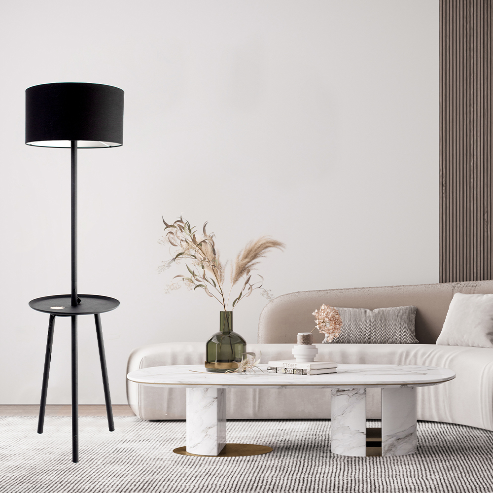 FL-17023 Charge Floor Lamp  With Fabric Drum