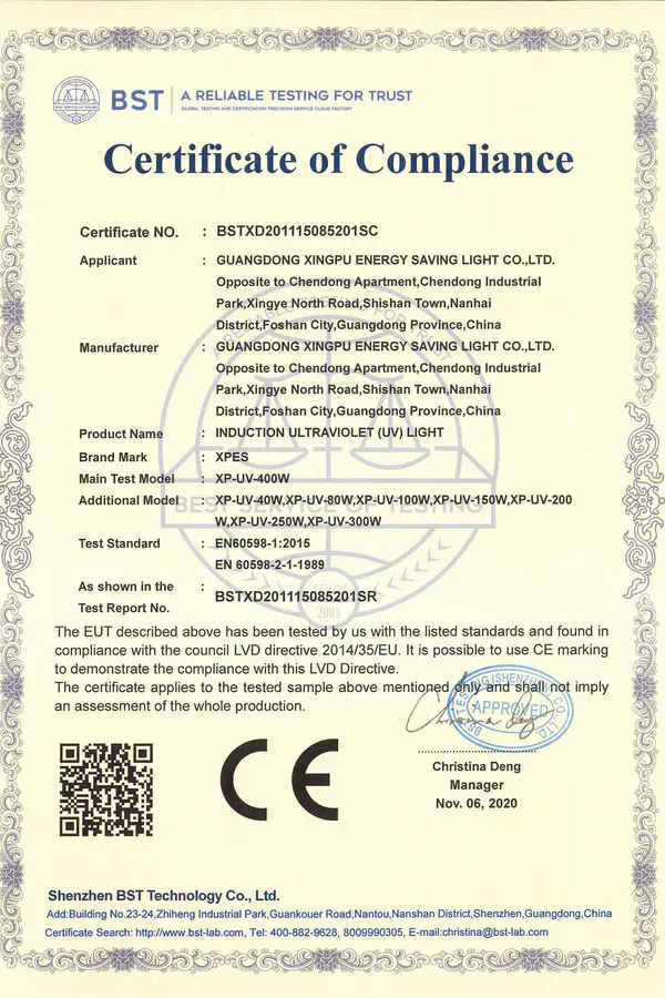 Certification CE UE - Promise Ultraviolet 2