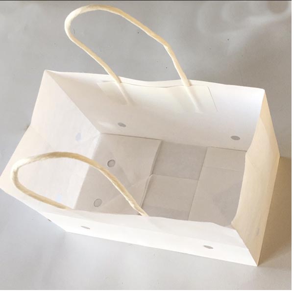 Bolsa de uva de papel Kraft 100% blanco con asa de papel retorcido