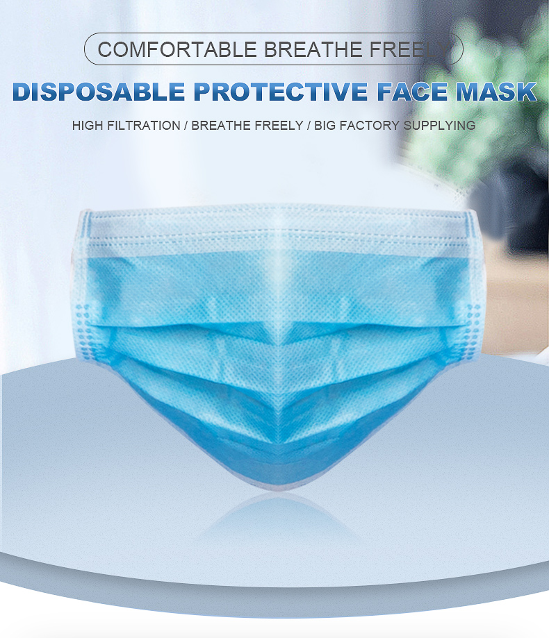 Máscara facial desechable de 3 capas Máscara facial protectora contra el polvo