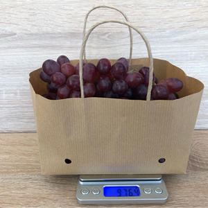 wet strength striped kraft paper grape bag with ventilation and brown handle