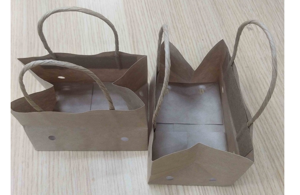 sacchetto di carta di pomodoro ciliegino resistente all'umidità con ventilazione e manico marrone