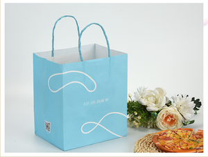 Printed White Kraft Paper Carry Bag With Twisted Handle