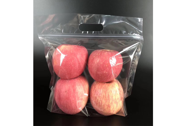 Bolsas de embalaje de plástico reciclable para productos frescos con cremallera para manzanas