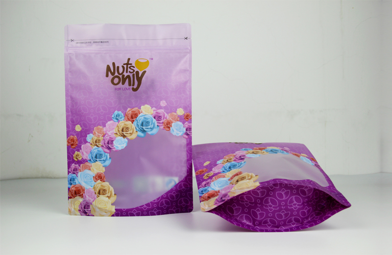 Nuts packaging zipper standing bag with window