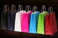 Shopping bag in carta kraft colorata riciclata con manico