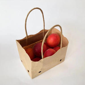 Wet strength apricot paper bag with vent holes and twisted handle