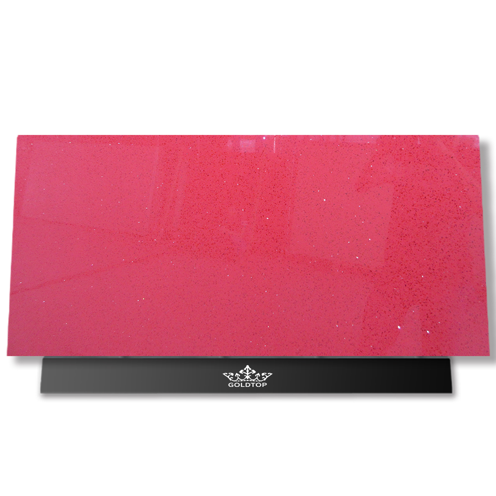 Red Sparkle Quartz Countertops Slab Fabricante 1010