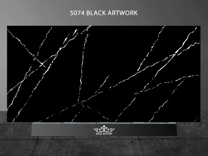Black Artwork Calacatta Series Quartz White Texture 5074