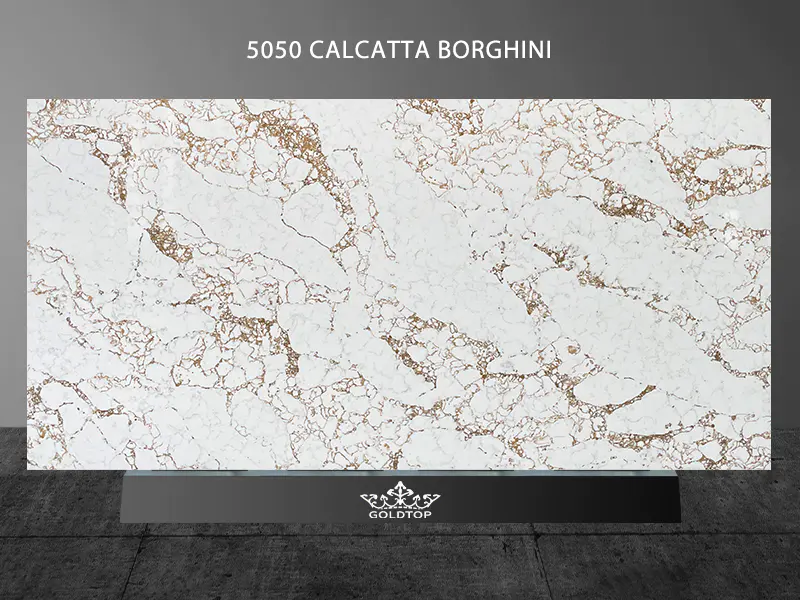 Calcatta Borghini Kvarts Faux Gold Textur Ny Stil 5050