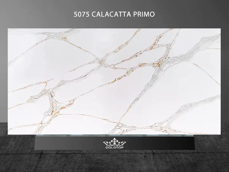 Calacatta Series Primo Cuarzo Oro Blanco Franja Mayorista 5075