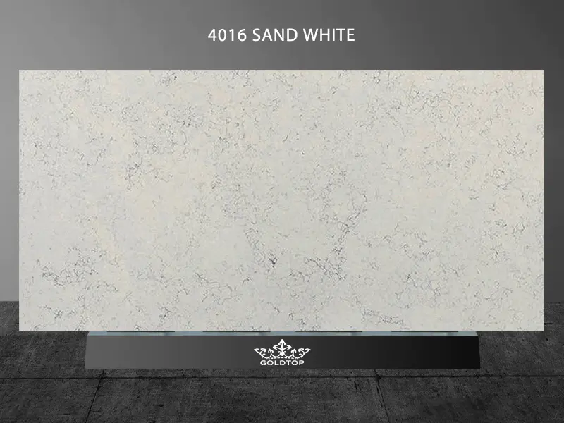 4016 Sand Carrara Marmor Quartz White Benkeplater Custom Made