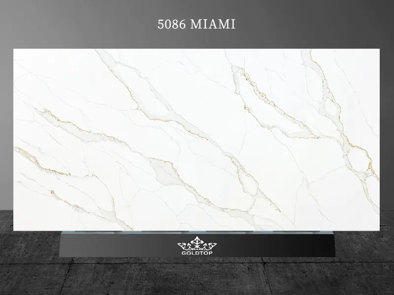 Calacatta Miami White Quartz Slab Bänkskivor Partihandel 5086