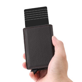 FD03S-3 Litschi Rindsleder Magnetische RFID Brieftasche