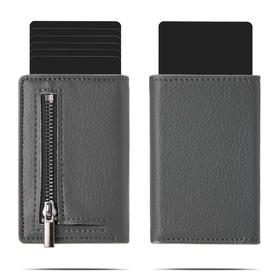 FD03S-5 Genuine Leather Lychee Cowhide RFID Wallet With Zipper