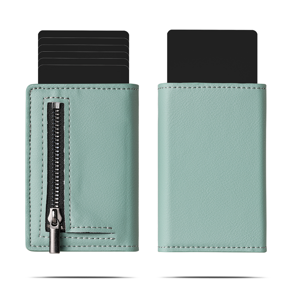 FD03S Genuine Leather RFID Wallet With Zipper P-4
