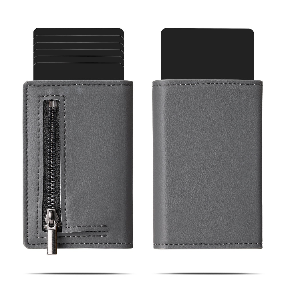 FD03S Genuine Leather RFID Wallet con cremallera P-7