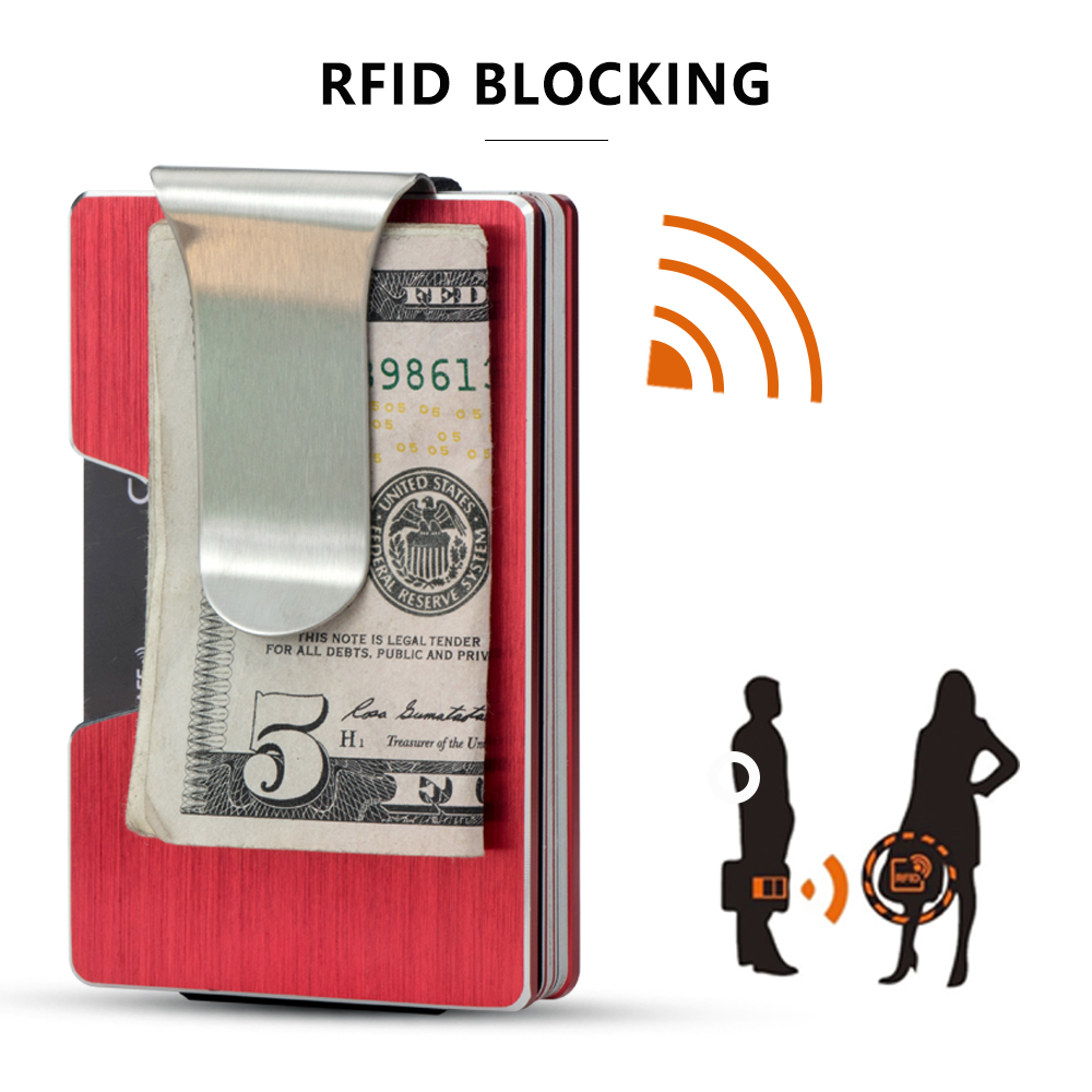 XD08C Escovado Suporte de cartão RFID Metal Wallet B-8