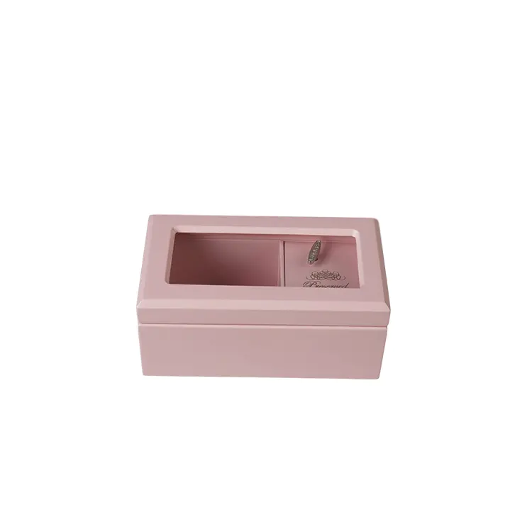 DSJ-1012 Wooden Exquisite Gift Pink Bronzing High Gloss Lacquer Jewelry Box Wooden Jewelry Box