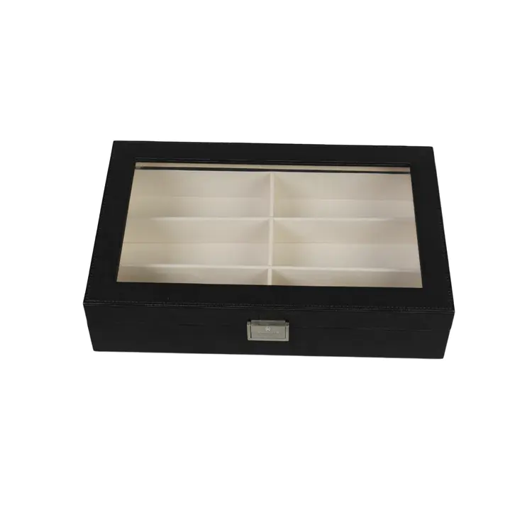 DSJ-1016 Wooden Simple Flip Multifunctional Six Grid Jewelry Box Wooden Jewelry Box