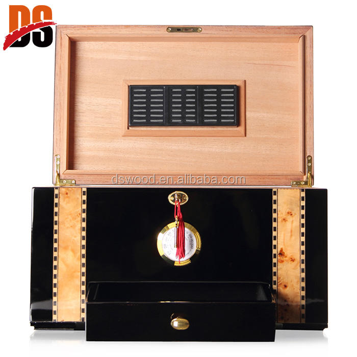 DSCB005 Wooden High Gloss Lacquer Gift Wrapped Cigar Box Wooden cigar box