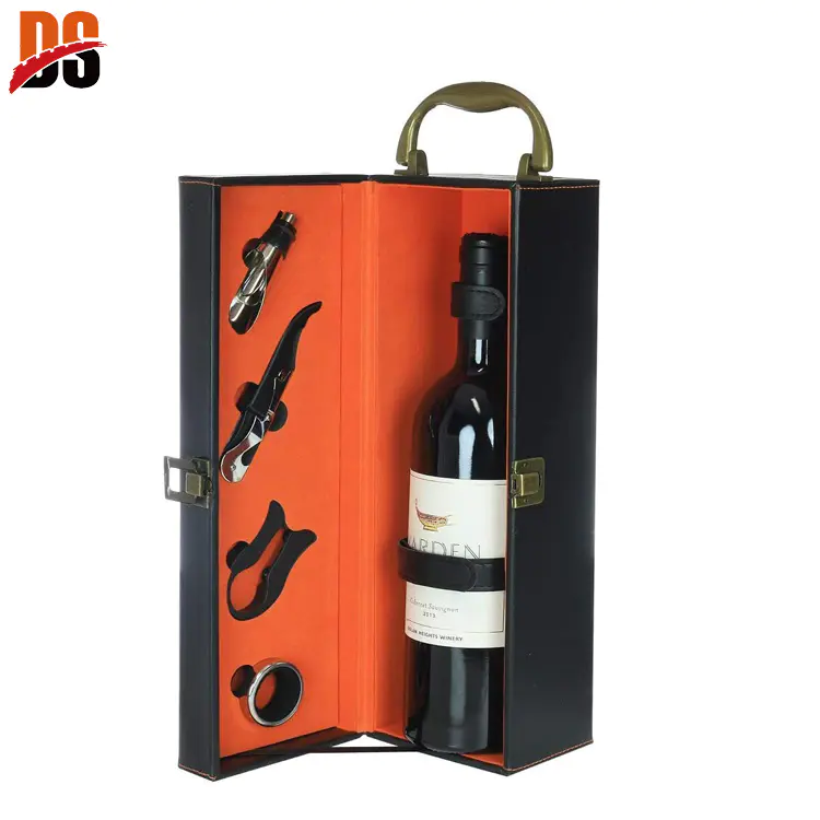 DSW-1008 Wooden Boutique Packaging Gift Multi-function Single Red Wine Box Wooden Wine Box