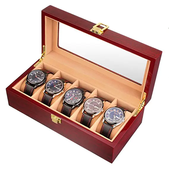 DSWB-001 Wooden Transparent Skylight High Gloss Paint 12 Compartment Watch Jewelry Box Wooden watch box