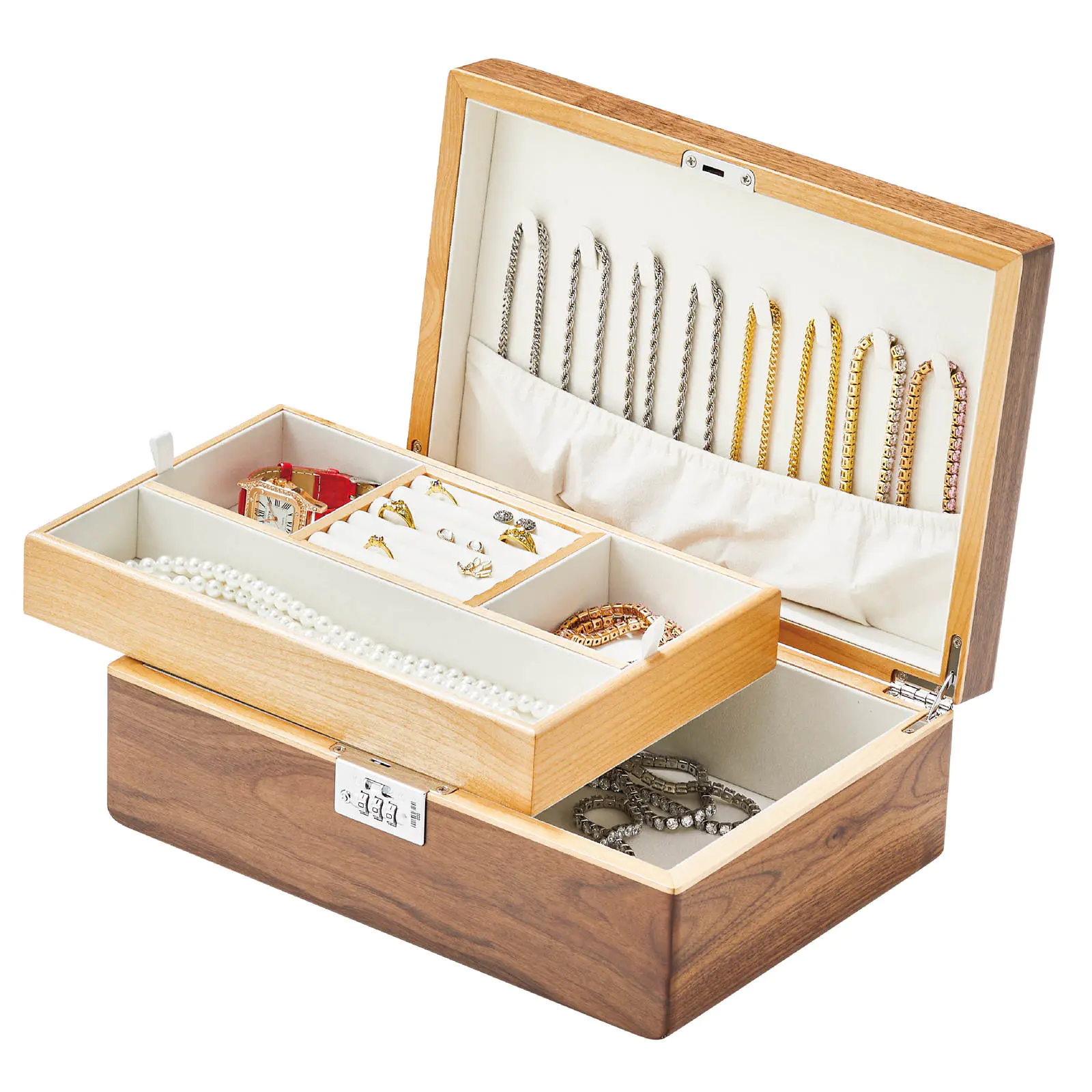 Wooden Jewelry Storage Box Multiple Walnut Jewelry Collection Box