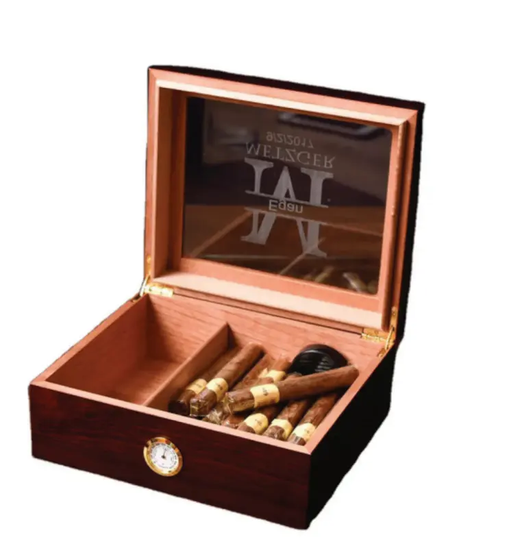 Custom cigar humidor Customized Wood Cigar Box Tempered glass Cigar box