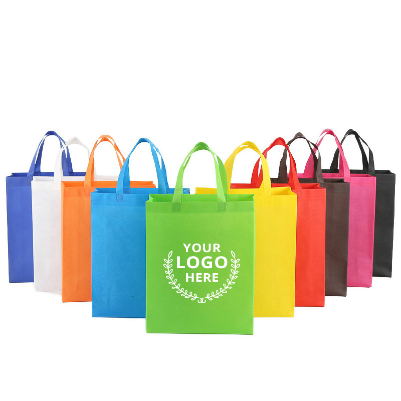 Vente en gros Sacs à provisions portables Réutilisables Eco Friendly Non - Sacs Tissé Logo Personnalisé Tissu Sac à Provisions Non tissé