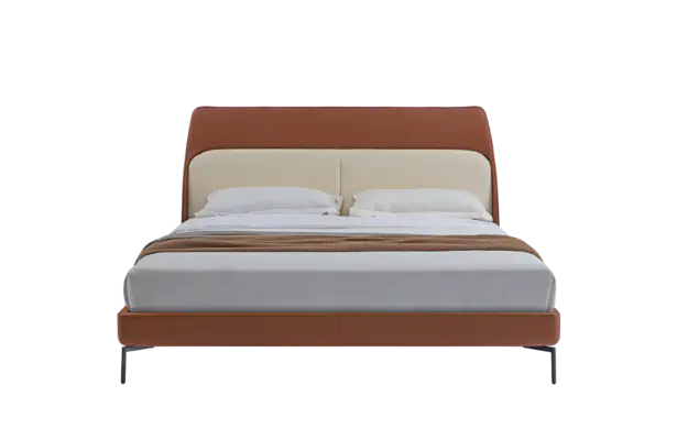 Luxury Modern Leather Orange Bed Furniture 