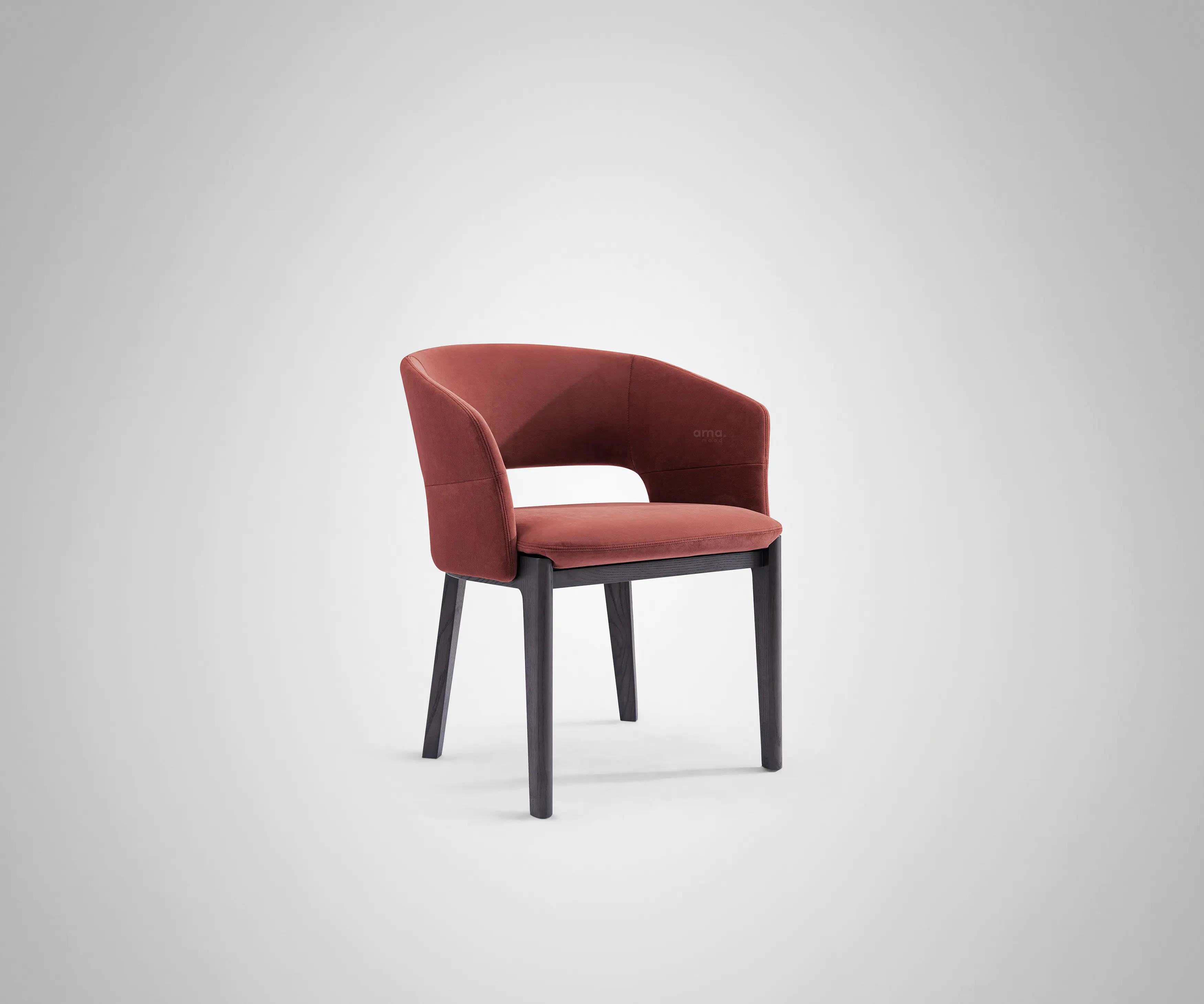 Comfortable Stylish Red Velvet Fabric Dining Chair With Wood Legs
