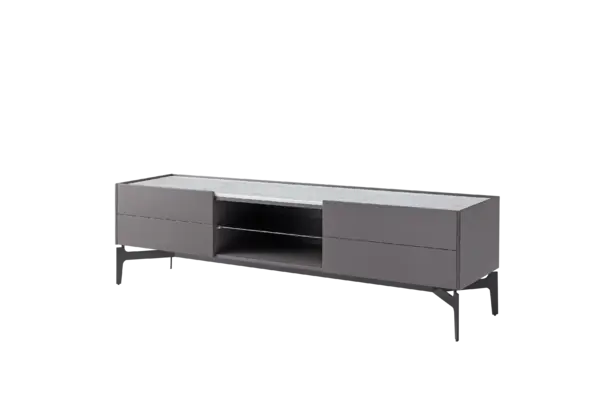 Home Furniture Modern TV Unit With Storage White Marble