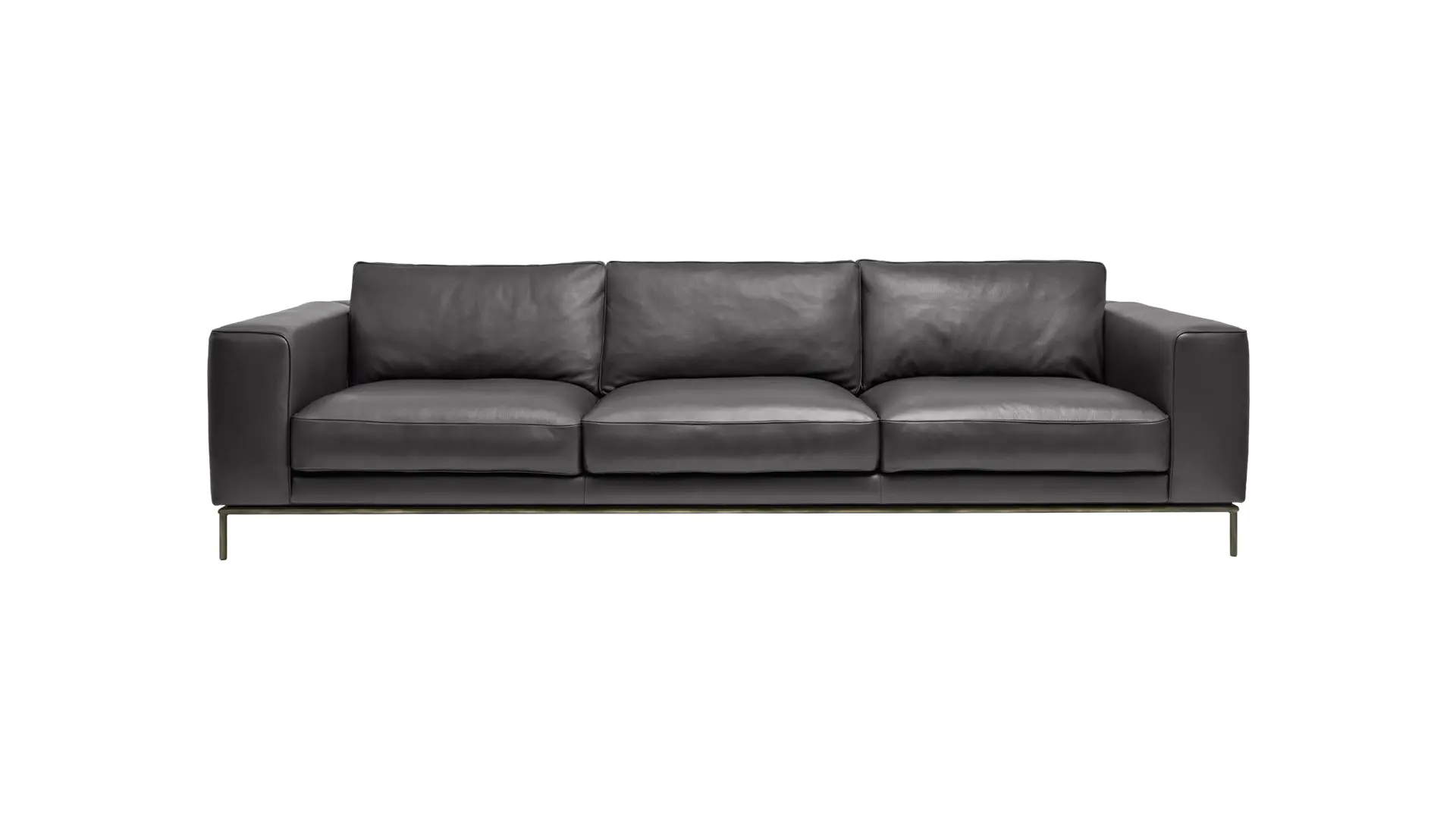 Minimalist Italian Luxury Black Sectional Big Leather Sofa Couch Comfortable 3 seater Sofa